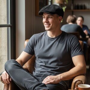 Goorin Bros Black Corduroy Newsboy Cap Size. Medium Made in Italy